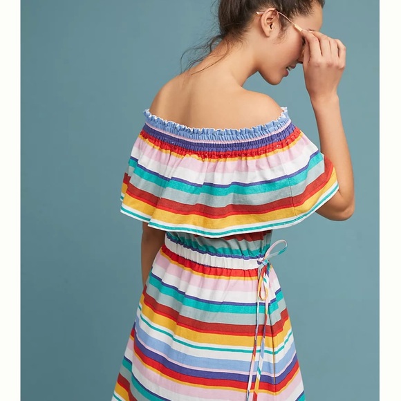 NWT Anthropologie multicolored dress, adjustable side waist ties & pockets - Picture 2 of 11